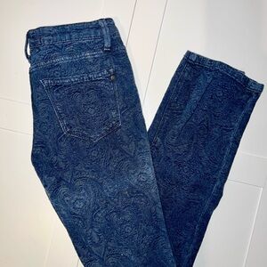 Rachel Roy Printed Skinny Stretch Denim Size 25 Dark Wash Lace Print